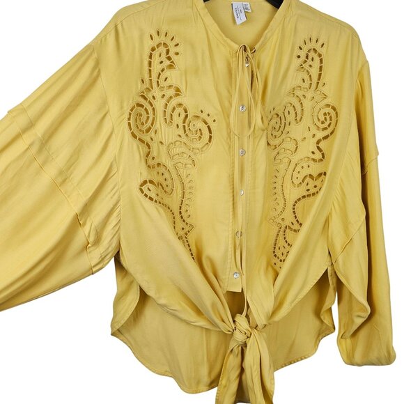 Boho Western Cowgirl Romantic VTG Inspo Eyelet Lace Top Yellow & Other Stories 6 - Picture 4 of 15